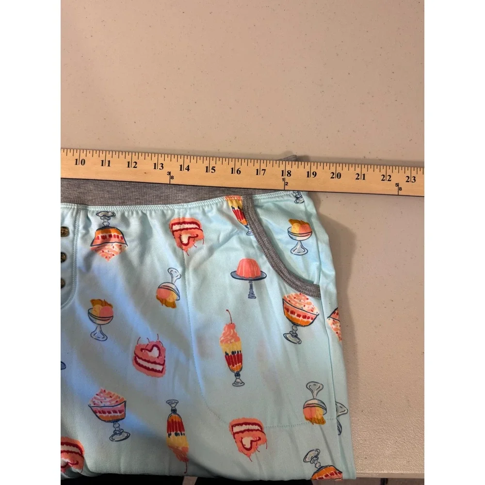 Cuddl‎ Duds Pajama Set Women XL Blue Dessert Print Henley Jogger Loungewear NEW
